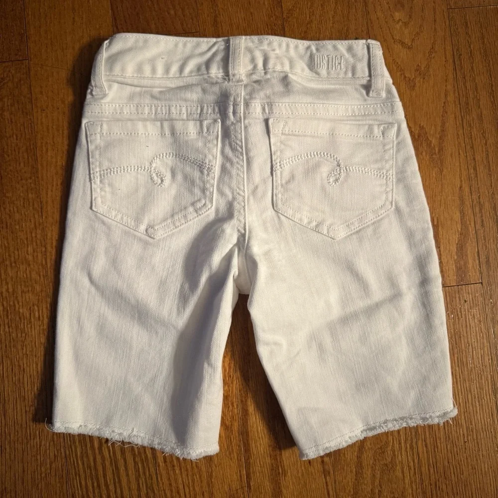 Justice Jeans White Denim Shorts Girls Size 7 Slim